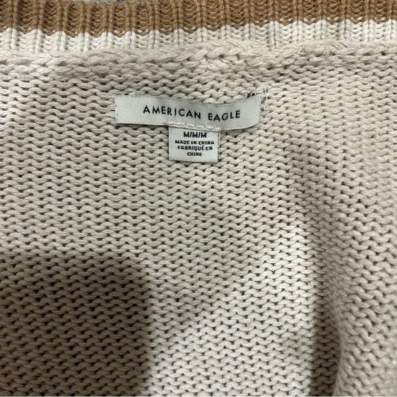 American Eagle Cream & Tan 100% Cotton Diamond Pattern Jumper Size Medium - Picture 6 of 9